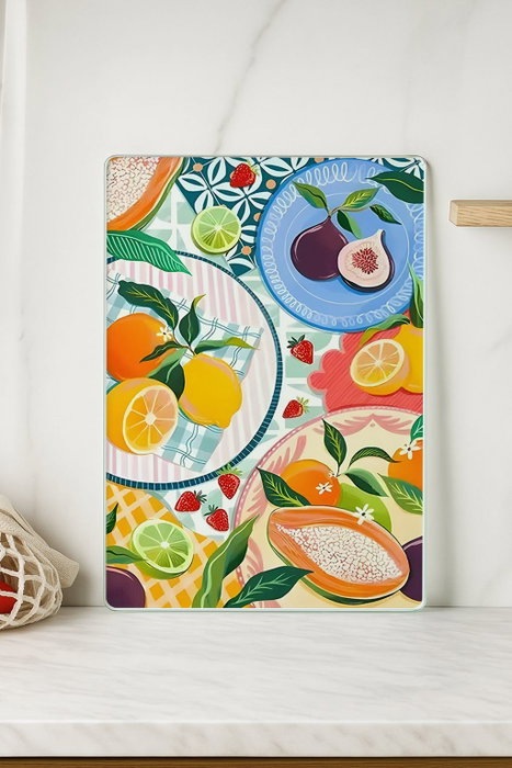 Hermia Tabla de Cortar de Vidrio Templado 20 x 30 cm Multicolor